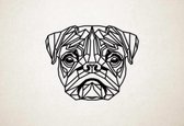 Line Art - Hond - Pug - S - 45x56cm - Zwart - geometrische wanddecoratie