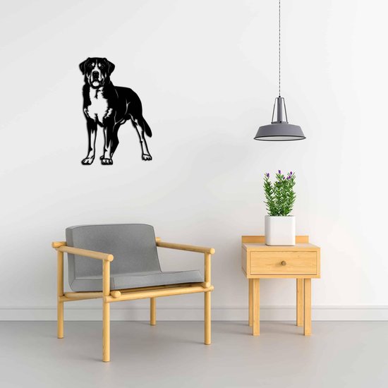 Décoration murale - Chien - Bouvier Suisse 1 - S - 58x40cm - Zwart - décoration murale - Line Art