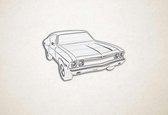 Wanddecoratie - Klassieke auto V8 - M - 53x90cm - EssenhoutWit - muurdecoratie - Line Art