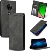 Retro Skin Feel Business Magnetische Horizontale Flip Leren Case voor MOTO G7 Play Europese versie (Donkergrijs)