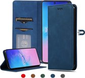 Voor Samsung Galaxy S10 Lite / A91 Retro Skin Feel Business Magnetische Horizontale Flip Leren Case (Marineblauw)