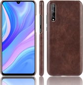 Voor Huawei Y8p Shockproof Litchi Texture PC + PU Case (bruin)