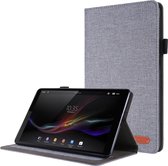 Voor lenovo tab m8 horizontale flip tpu + stof pu lederen beschermhoes met naamkaart clip (grijs)