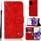 Voor Galaxy S20 plus retro textuur magnetische horizontale flip lederen tas met houder & kaartsleuven & portemonnee (rood)