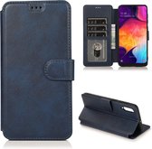 Voor Samsung Galaxy A50 / A70 Kalfsstructuur Magnetische Gesp Horizontale Flip Leren Case met Houder & Kaartsleuven & Portemonnee & Fotolijst (Blauw)
