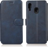 Voor Samsung Galaxy A30 Kalf Textuur Magnetische Gesp Horizontale Flip Leren Case met Houder & Kaartsleuven & Portemonnee & Fotolijst (Blauw)