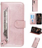 Voor Xiaomi Mi CC9 / Mi A3 Lite Fashion Calf Texture Zipper Horizontal Flip PU Leather Case, with Holder & Card Slots & Wallet (Rose Gold)