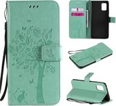 Voor Samsung Galaxy A71 5G Tree & Cat reliÃ«fpatroon Horizontale flip lederen tas met houder & kaartsleuven & portemonnee en lanyard (groen)