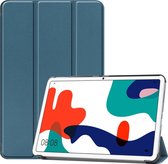 Voor Huawei MatePad 10.4 inch Effen kleur Anti-fall Horizontale Flip Tablet PC Beschermende lederen tas met beugel (donkergroen)