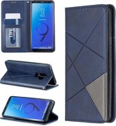 Ruit textuur horizontale flip magnetische lederen tas met houder en kaartsleuven en portemonnee voor Galaxy S9 + (blauw)
