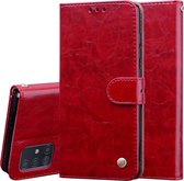 Voor Galaxy A51 Business Style Oil Wax Texture Horizontal Flip Leather Case, met houder & kaartsleuven & portemonnee (rood)