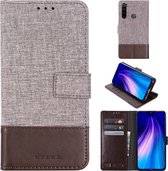 Voor Xiaomi Redmi Note 8 MUMXA MX102 Horizontale flip canvas stiksels lederen tas met houder & kaartsleuven & portemonnee (bruin)