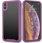 Voor iPhone XS / X Transparant Serie Frame TPU + PC Stofdicht Krasbestendig Valbestendig Beschermhoes (Donkerrood)