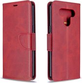 Voor LG K51 Retro Lamsvacht Textuur Pure Kleur Horizontale Flip PU Lederen Case met Houder & Kaartsleuven & Portemonnee & Lanyard (Rood)