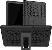 Voor Lenovo Tab M10 Plus TB-X606F Bandentextuur Schokbestendig TPU + PC beschermhoes met houder (zwart)