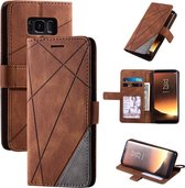 Voor Samsung Galaxy S8 Skin Feel Splicing Horizontale flip lederen tas met houder & kaartsleuven & portemonnee & fotolijst (bruin)