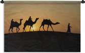 Wandkleed Kameel - Silhouet van kamelen in India Wandkleed katoen 150x100 cm - Wandtapijt met foto