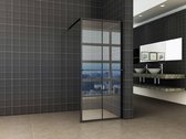Saqu Industrial Black Inloopdouche met Handdoekhouder - 100x200 cm - Helder Glas/- Mat Zwart - Douchewand