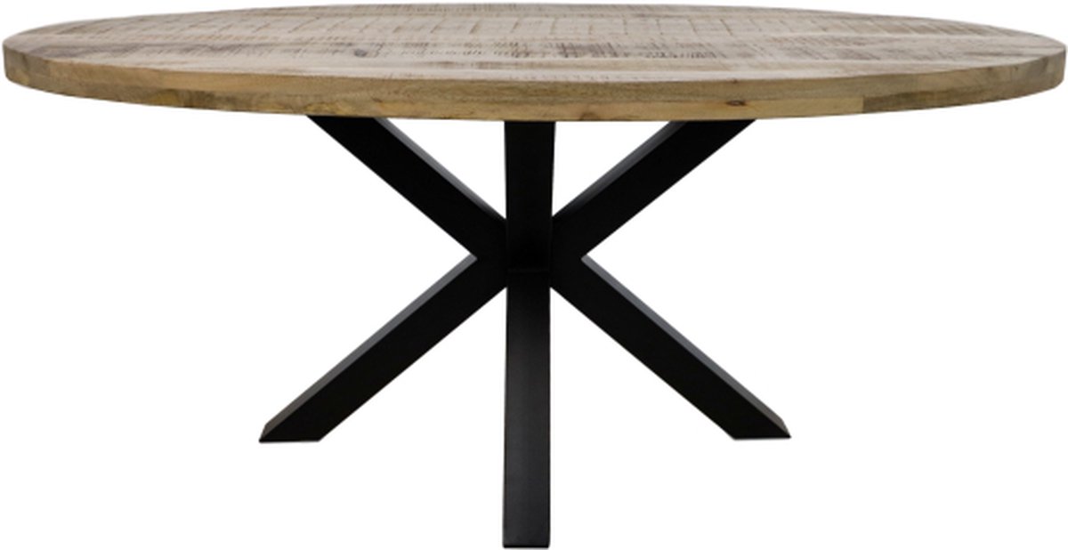 Ovale eettafel Portland - 180x100 cm - mangohout/ijzer