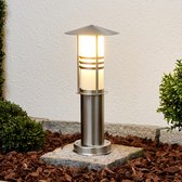 Lindby - buitenlamp - 1licht - roestvrij staal, glas - H: 40 cm - E27 - roestvrij staal, opaal