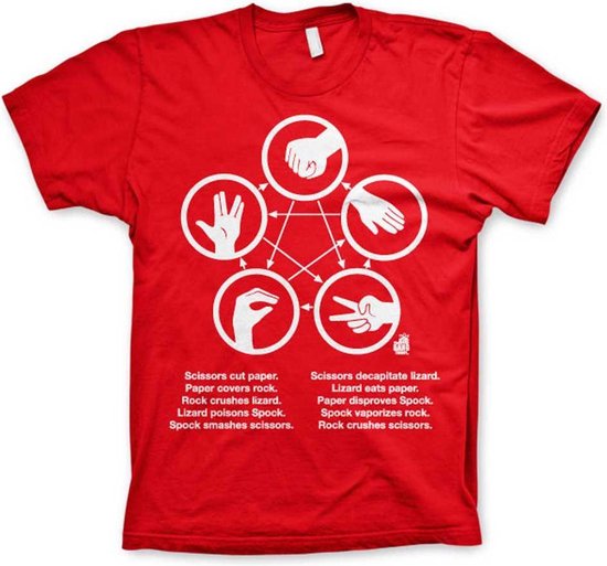 Foto: The big bang theory heren tshirt 3xl sheldons rock paper scissors lizard game rood