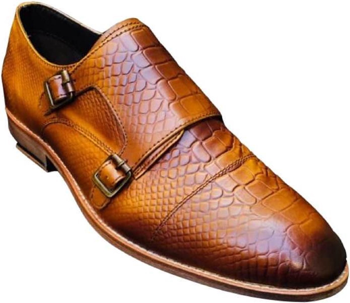 Pantera Pelle Leather Shoes Volledig Lederen Herenschoen Cognac
