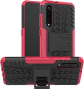 Tire Texture TPU + PC schokbestendige telefoonhoes voor Xiaomi Mi 9, met houder (roze)