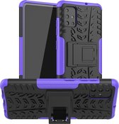 Voor Galaxy A51 Tire Texture Shockproof TPU + PC beschermhoes met houder (paars)