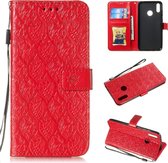 Geperst Printing Rattan Flower Pattern Horizontal Flip PU Leather Case for Huawei Y7 2019 / Enjoy 9, with Holder & Card Slots & Wallet & Photo Frame (Red)