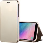 Galvaniseren Mirror Horizontal Flip Leather Case voor Galaxy J4 (2018), met houder (goud)