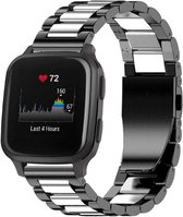 Stalen Smartwatch bandje - Geschikt voor Strap-it Garmin Venu SQ stalen band - bandbreedte 20mm - zwart/zilver - Strap-it Horlogeband / Polsband / Armband