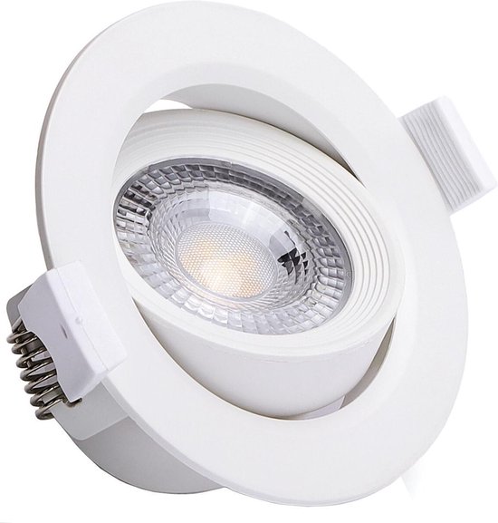 LED Spot – Inbouwspot – Igory Nilona – 5W – Warm Wit 3000K – Rond – Kantelbaar – Mat Wit – Aluminium