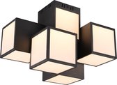 LED Plafondlamp WiZ - Smart LED - Plafondverlichting - Iona Oski - 35W - Aanpasbare Kleur - 5-lichts - RGBW - Vierkant - Mat Zwart - Aluminium