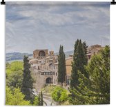Wandkleed San Gimignano - De middeleeuwse ommuurde stad San Gimignano het Toscaanse gebied in Italië Wandkleed katoen 60x60 cm - Wandtapijt met foto