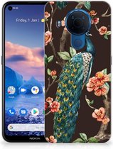 Housse TPU Silicone Etui pour Nokia 5.4 Coque Téléphone Peacock Avec Des Fleurs