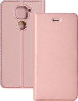 Voor Xiaomi Redmi Note 9 ultradunne gewone magnetische TPU + PU lederen tas met houder en kaartsleuf (rose goud)