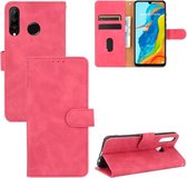 Voor Huawei P30 Lite / nova 4e Effen kleur Huidgevoel Magnetische gesp Horizontale flip kalftextuur PU lederen tas met houder & kaartsleuven & portemonnee (Rose Red)