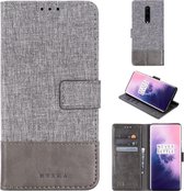 Voor OnePlus 7 Pro MUXMA MX102 Horizontale flip canvas lederen hoes met standaard & kaartsleuf & portemonnee-functie (grijs)