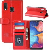 R64 Texture Single Fold Horizontale Flip Leren Case voor Galaxy A20e, met houder & kaartsleuven & portemonnee (rood)