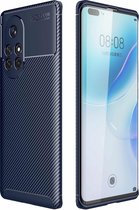 Voor Huawei nova 8 Pro 5G koolstofvezel textuur schokbestendig TPU-hoesje (blauw)