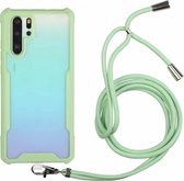 Voor Huawei P30 Pro acryl + kleur TPU schokbestendig hoesje met nekkoord (avocado)