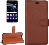 Voor Huawei P10 Litchi Texture Horizontale Flip Leren Case met Magnetische Gesp & Houder & Kaartsleuven & Portemonnee (Bruin)