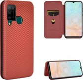 Voor DOOGEE N20 Pro Koolstofvezel Textuur Magnetische Horizontale Flip TPU + PC + PU lederen tas met kaartsleuf (bruin)