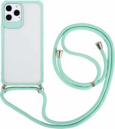 Macaron Color TPU + transparant pc-schokbestendig hoesje met nekkoord voor iPhone 12/12 Pro (groen)