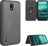 Voor Nokia 1.3 Carbon Fiber Texture Magnetische Horizontale Flip TPU + PC + PU Leather Case met Card Slot (Zwart)