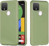 Voor Google Pixel 5 Pure Color Vloeibare siliconen schokbestendige hoes met volledige dekking (groen)