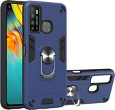 Voor Infinix X656 / Hot 9 / X655 Armor Series PC + TPU beschermhoes met ringhouder (koningsblauw)