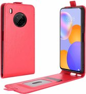 Voor Huawei Y9a / Enjoy 20 Plus 5G R64 Textuur Enkele Verticale Flip Leren Case met Kaartsleuven & Fotolijst (Rood)