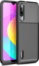 Carbon Fiber Texture Shockproof TPU Case voor Xiaomi Mi CC9e Zwart