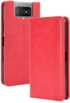 Voor Asus Zenfone 7 ZS670KS / Zenfone 7 Pro ZS671KS Magnetische gesp Retro Crazy Horse-textuur Horizontale flip lederen tas, met houder & kaartsleuven en fotolijst (rood)